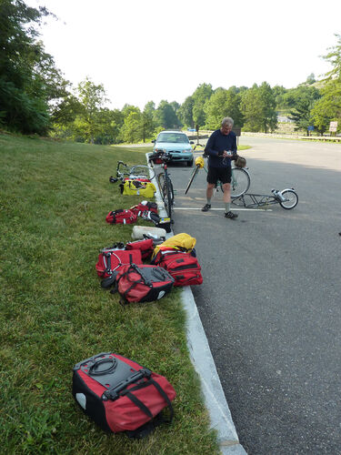 Our bags after being tossed from Kim's truck.