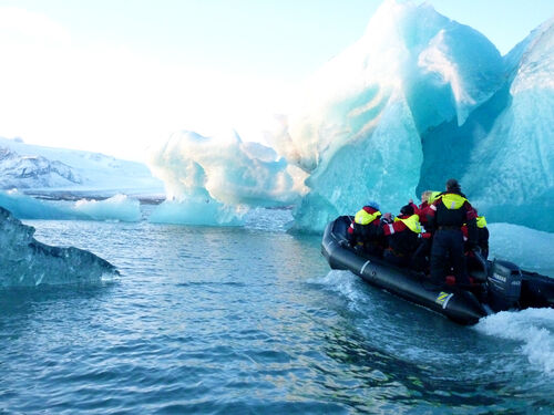 Into "Iceberg Lake", or Jokulsarlon, southeastern Iceland.