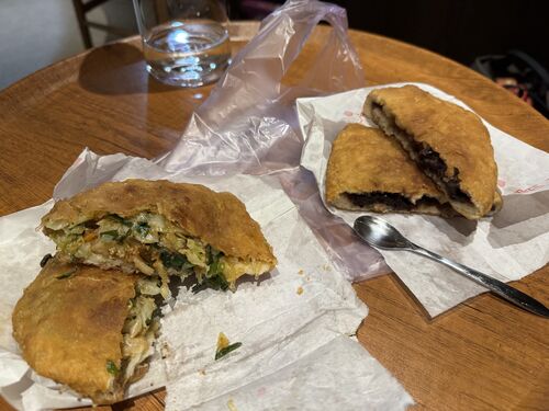 This is what everyone stood in line to buy. Savory on the left, sweet on the right