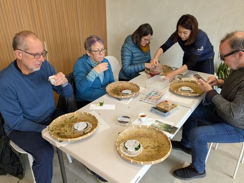 More tea sampling after the hard work of rolling is done