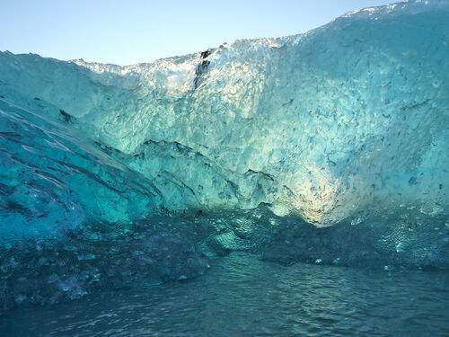 The ice is translucent, and extremely blue.