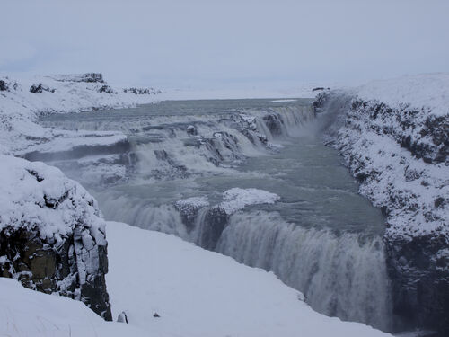 Gullfoss. Tiny people middle left. We will be there soon.