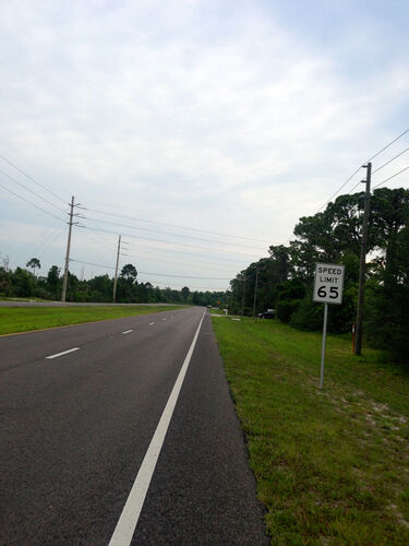 We try to stay off fast roads, but at least there's a shoulder.
