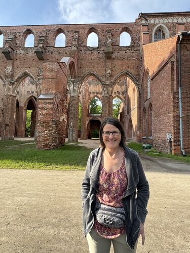 Mary standing in the ruins of Tartu Cathedral