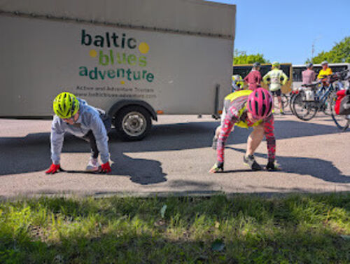 Stretching before the ride
