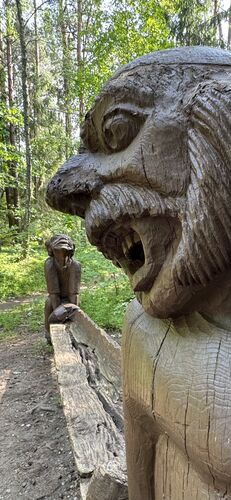 The carvings in this forest are amazing