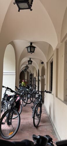 Bikes parked outside the bookstore Andrei's used to work in
