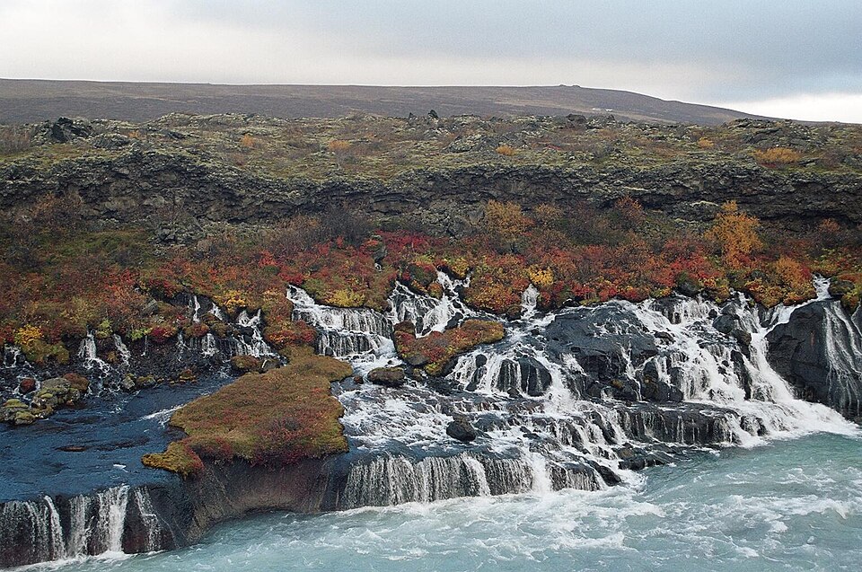 Hraunfossar — springs pouring straight out of the lava face