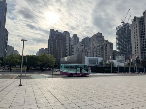 Our bus in front of National Taichung Theater