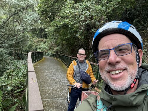 Pete and Bill on their ride, happy to be away from the madding crowd